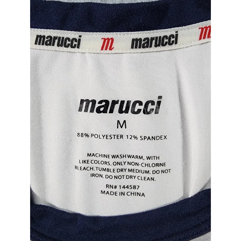 Marucci Men's 3/4 Sleeve Baseball Shirt, Size M, Navy Blue And White, Athletic